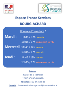 Nouveaux horaires Bourg Achard pour les mairies