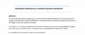 Règlement cantine